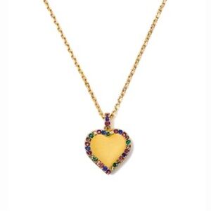Kate Spade Take Heart Pendant Necklace Gold Multi Color nwt